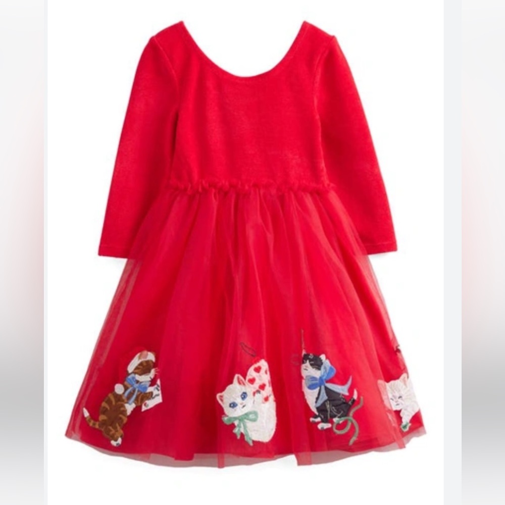 Mini Boden Applique Velvet Tulle Dress size 2-3